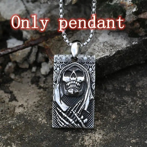 316 Stainless Steel Skull Pendant Necklace Reaper Punk Jewelry