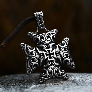 Vintage Iron Cross Pendant Necklace for Men