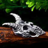 Vintage Goat Horn Devil Skull Pendant Necklace