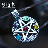Five-pointed star gem Necklace Pendant Stainless Steel Tituanium
