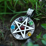 Five-pointed star gem Necklace Pendant Stainless Steel Tituanium