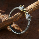 Man's Wolf Stainless Steel Bangle Bracelet BRG-032
