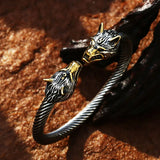 Man's Wolf Stainless Steel Bangle Bracelet BRG-032
