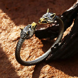 Man's Wolf Stainless Steel Bangle Bracelet BRG-032