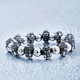 Stainless Steel Double Buddha Head Bracelet Man Jewelry