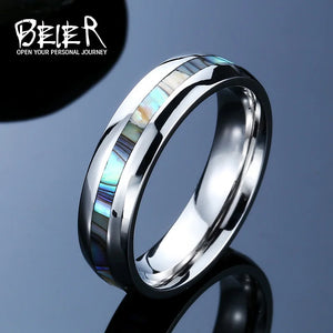 Stainless Steel Shells Ring Wedding Engagement Jewerly