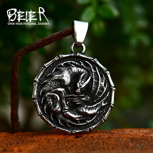 Winged Dragon Pendant Necklace Stainless Steel Animal Jewelry For Man