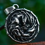 Winged Dragon Pendant Necklace Stainless Steel Animal Jewelry For Man