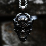 Men's Stainless Steel Skull Pendant Necklace Halloween Punk Chain Gift