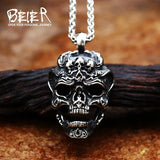 Men's Stainless Steel Skull Pendant Necklace Halloween Punk Chain Gift