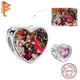 925 Sterling Silver Pink Crystal Heart Charms For Bracelet