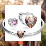 925 Sterling Silver Pink Crystal Heart Charms For Bracelet