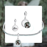 925 Sterling Silver Round Bead Charm Bracelet DIY Customize Photo Beads