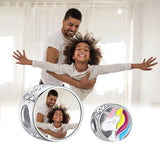 925 Sterling Silver Unicorn Bead Enamel Photo Charm for Bracelet