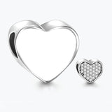 925 Sterling Silver Sparkling Zircon Heart Charms for Bracelet DIY Jewelry