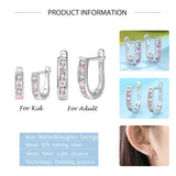 925 Silver Pink Crystal Small Stud Earrings for Girls