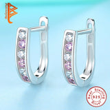 925 Silver Pink Crystal Small Stud Earrings for Girls
