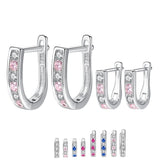 925 Silver Pink Crystal Small Stud Earrings for Girls