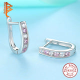 925 Silver Pink Crystal Small Stud Earrings for Girls
