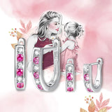 925 Silver Pink Crystal Small Stud Earrings for Girls