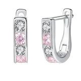 925 Silver Pink Crystal Small Stud Earrings for Girls