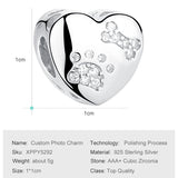 925 Silver Dog Footprint CZ Charm Bead Bracelet DIY Gift