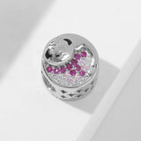 925 Sterling Silver Baby Sloth Round Beads with CZ Photo Charms