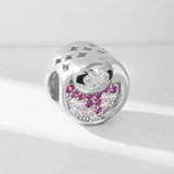 925 Sterling Silver Baby Sloth Round Beads with CZ Photo Charms