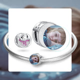 925 Sterling Silver Baby Sloth Round Beads with CZ Photo Charms