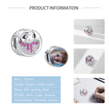 925 Sterling Silver Baby Sloth Round Beads with CZ Photo Charms