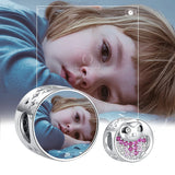925 Sterling Silver Baby Sloth Round Beads with CZ Photo Charms