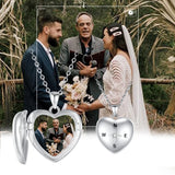 925 Silver Compass Flip Pendant Photo Chain Family Jewelry