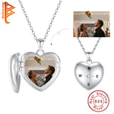 925 Silver Compass Flip Pendant Photo Chain Family Jewelry