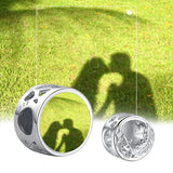925 Silver Feather Round Beads Photo Charms Women Jewelry