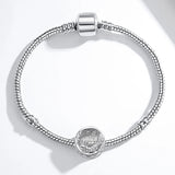 925 Silver Feather Round Beads Photo Charms Women Jewelry
