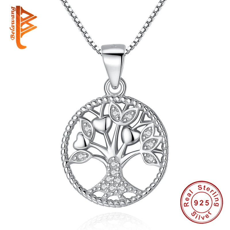 925 Silver Tree of Life Necklace with CZ Pendant
