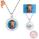 925 Silver Rotatable Round Photo Pendant Necklace Personalized DIY Chains