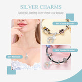 925 Silver Rose Family Tree Dangle Charm for Bracelet DIY Jewelry
