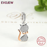 925 Sterling Silver Cat Bead With Bow Dangle Charm