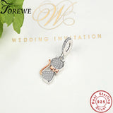 925 Sterling Silver Cat Bead With Bow Dangle Charm