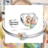 925 Silver Friendship Heart Photo Charms Beads for Women Bracelets