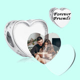 925 Silver Friendship Heart Photo Charms Beads for Women Bracelets