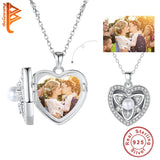 925 Silver Pearl Zircon Flower Heart Necklace Personalized