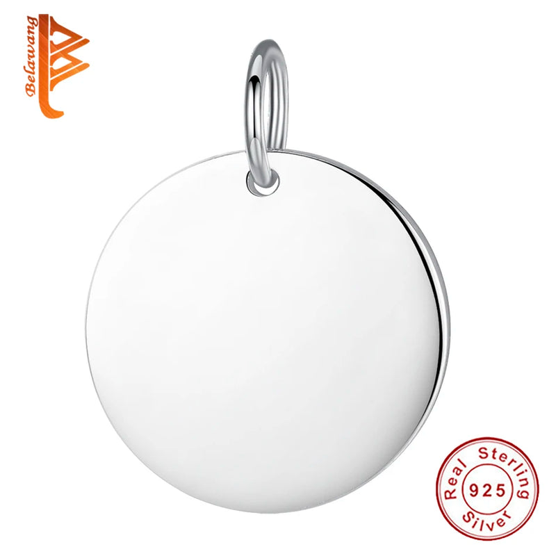 925 Silver Round Pendant for Women Necklace Bracelet Engrave