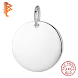 925 Silver Round Pendant for Women Necklace Bracelet Engrave