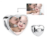 925 Silver Crystal Mom Heart Bead for Bracelet DIY Jewelry
