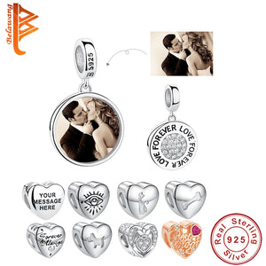 925 Sterling Silver Heart Bead Charms for Bracelet DIY
