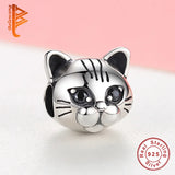 925 Silver Pussy Cat Charm Bracelet with Crystal