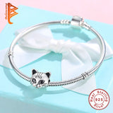 925 Silver Pussy Cat Charm Bracelet with Crystal