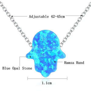 Opal Crystal Pendant Necklace 925 Sterling Silver Long Chain Christmas Jewelry